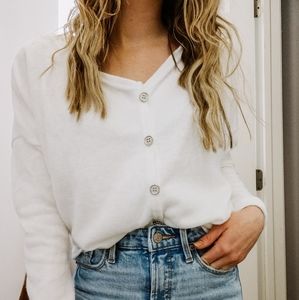 Lightweight V Neck Button Down Sweater Blouse